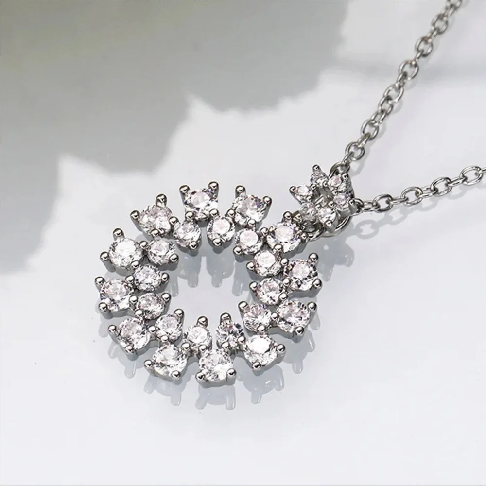 New Luxury 925 Silver Beautiful Anniversary Party Diamond Necklace - Picture 5 of 6